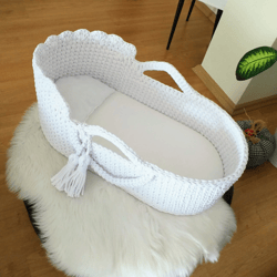 Baby Moses Basket, White Baby Moses Basket, Handmade Moses basket, Handwoven Bassinet, Handwoven Bassinet, Toddler Bed
