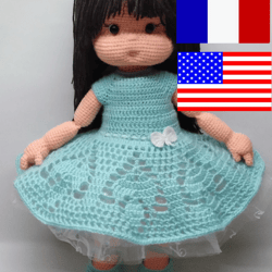 Delicate dress for doll tutorial on crocheting, dress for dolls, princess party clothes, outfit for a doll, PDF, digital