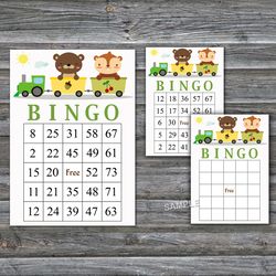 Animals train bingo cards,Animals train bingo game,Animals train Printable bingo cards,60 Bingo Cards,INSTANT DOWNLOAD--