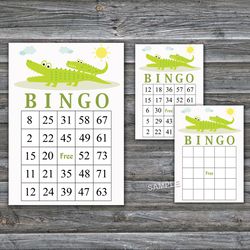 Alligator bingo cards,Jungle animals bingo game,Alligator Printable bingo cards,60 Bingo Cards,INSTANT DOWNLOAD--373