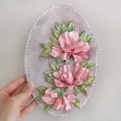peony 3d wall decor floral art soft pink flowers sculpture painting birthday gift girl room shabby chic wall decor
