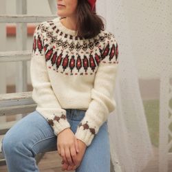 White norwegian knitted pullover