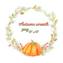 autumn wreath with pumpkins