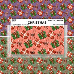 Christmas Surface Design Gifts Digital Paper New Year Seamless Pattern Wallpaper Endless Background Fabric Packaging