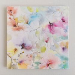 Original floral painting Abstract flowers on canvas Bedroom wall art Living room wall decor Watercolor floral art