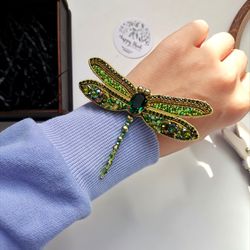 Green Dragonfly handmade jewelry brooch, dragonfly ornament, insect jewelry