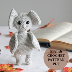 crochet bat plush amigurumi pattern, halloween doll decorations, kawaii keychain pattern pdf