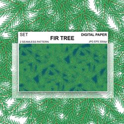 Christmas Tree Digital Paper, Surface Pattern Design, Christmas Seamless Pattern, Pine Background, Branches Wallpaper