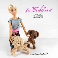 Mini Dog Crochet Pattern for Barbie Doll Amigurumi Dog Pattern