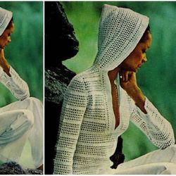 Digital | Vintage Crochet Pattern Hooded Pullover | Fashion 1970s | ENGLISH PDF TEMPLATE