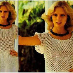 Digital | Vintage Crochet Pattern Irish Crochet Blouse | Fashion 1970s | ENGLISH PDF TEMPLATE
