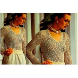 Digital | Vintage Crochet Pattern Long Sleeve Blouse  | Fashion 1970s | ENGLISH PDF TEMPLATE
