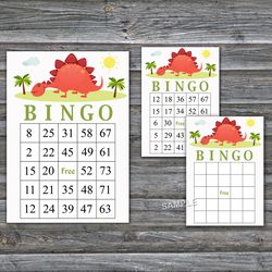 Red Dinosaur bingo cards,Dinosaur bingo game,Dinosaur Printable bingo cards,60 Bingo Cards,INSTANT DOWNLOAD--370