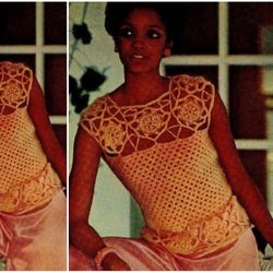 Digital | Vintage Crochet Pattern Long Motif Shell  | Fashion 1970s | ENGLISH PDF TEMPLATE