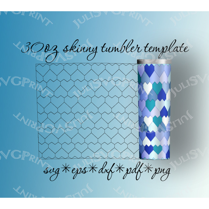 hearts tumbler template svg 30oz skinny