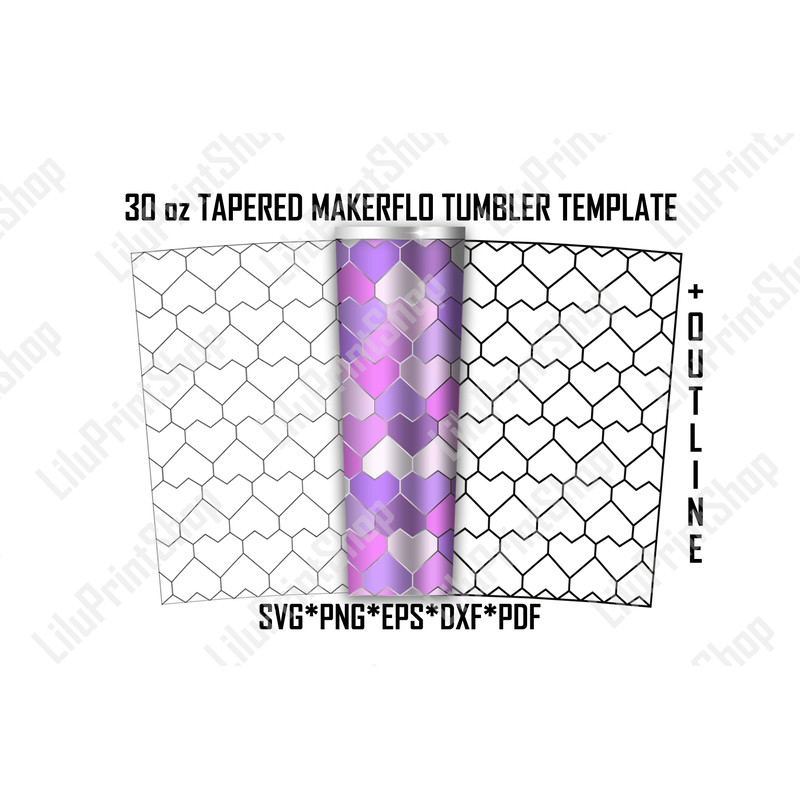 hearts tumbler template svg 30oz skinny