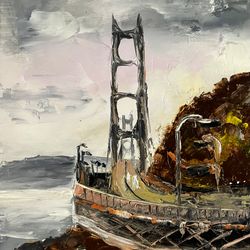 Golden Gate Bridge Painting California Original Oil Art San Francisco city art