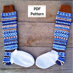 Knee sock knitting pattern, Fair isle stocking knitting pattern, Fair isle sock knitting pattern, Long sock knit pattern