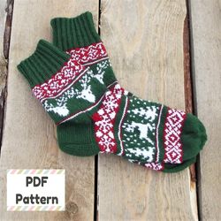 Man Christmas sock pattern, Man sock knitting pattern, Christmas sock knitting pattern, Fair isle sock knitting pattern