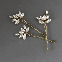 Crystal bobby pins bridal / Wedding hair clip / Set of 3 / Short hair small pins / Celestial bobby pins / Wedding pins