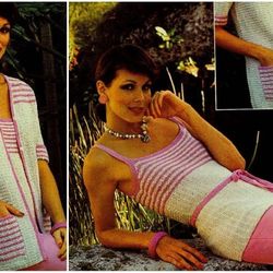 Digital | Vintage Crochet Pattern Tank Top | Cardigan  | Fashion 1970s | ENGLISH PDF TEMPLATE