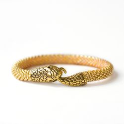 Gold snake bracelet Ouroboros Snake jewelry for women Serpent bracelet Gold snake bangle  Christmas gift for women