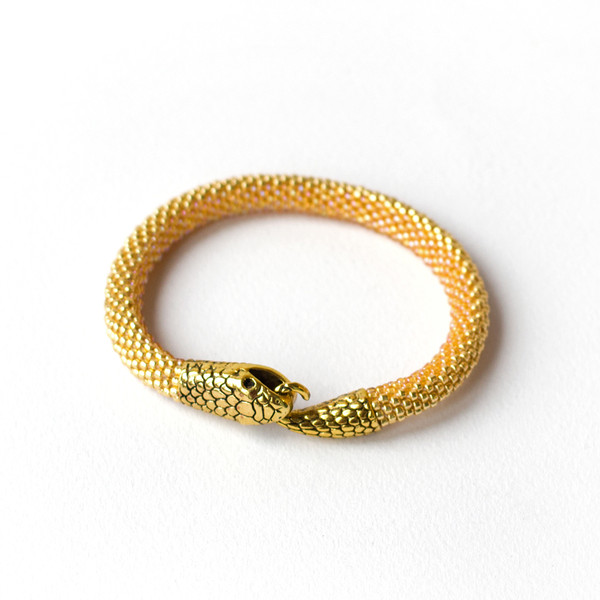 Gold snake bracelet Ouroboros Snake jewelry for women - Inspire Uplift