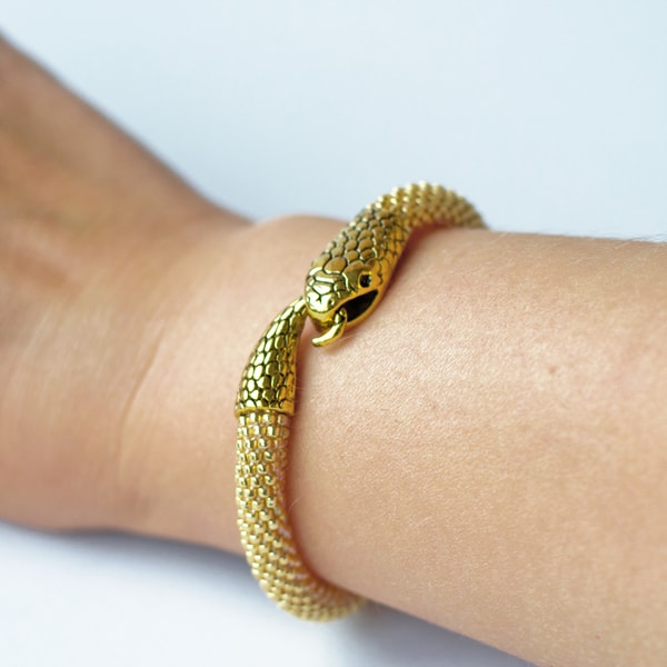 Gold snake bracelet Ouroboros Snake jewelry for women | Inspire Uplift