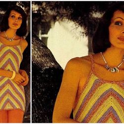 Digital | Vintage Crochet Pattern Bias Striped Tunic  | Fashion 1970s | ENGLISH PDF TEMPLATE