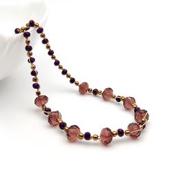 Amethyst Bead Crochet Handmade Necklace, Light Delicate Macrame necklace, Rosary Style