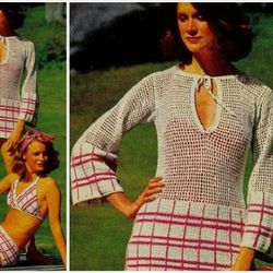 Digital | Vintage Crochet Pattern Bikini and Shirt | Fashion 1970s | ENGLISH PDF TEMPLATE
