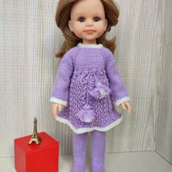 Dress and tights in lilac color.