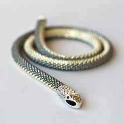 Snake necklace beaded Ouroboros jewelry Gray silver snake choker Statement necklace for men and women Christmas gifts
