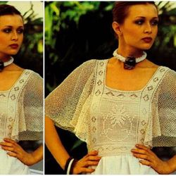 Digital | Vintage Crochet Pattern Butterfly Top | Fashion 1970s | ENGLISH PDF TEMPLATE