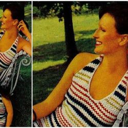 Digital | Vintage Crochet Pattern Halter Dress | Girls Halter Dress | Fashion 1970s | ENGLISH PDF TEMPLATE