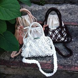 Mini String bag, Macrame bag,  Shoulder bag,  Handbag for women, Net Bag, Filt bag