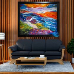 felted picture with natural agate,magic stone, evil eye, seaside painting,felt painting,original wool painting,,textile