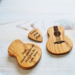 Guitar pick box with pick, gift for guitar player, personalized Christmas gift, gift for dad, custom guitar pick gift