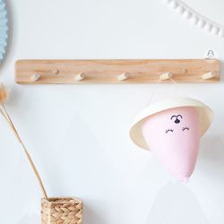 Wooden Peg Rail for Kids Room, Nursery Wall Clothes Rack