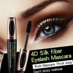 4D Silk Fiber Eyelash Mascara Waterproof Black Length Thick Long Lasting Smudge-Proof Makeup Black