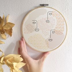 abstract cross stitch pattern modern cross stitch pdf boho faces modern hand embroidery pattern contemporary xstitch