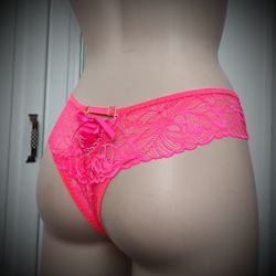 Men's Neon Pink Micro Bikini, Sissy Strappy Panties, Transgender Lingerie, Crossdresser Underwear, Best Gift for Lover
