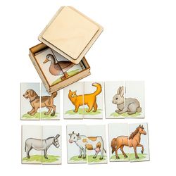 montessori puzzle - farm animals, wooden toddler toys age 1 2 3 year, wood baby educational games, homeschool