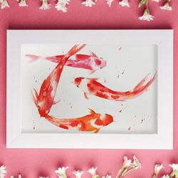 Watercolor original 8x11 inch koi carp fish painting by Anne Gorywine