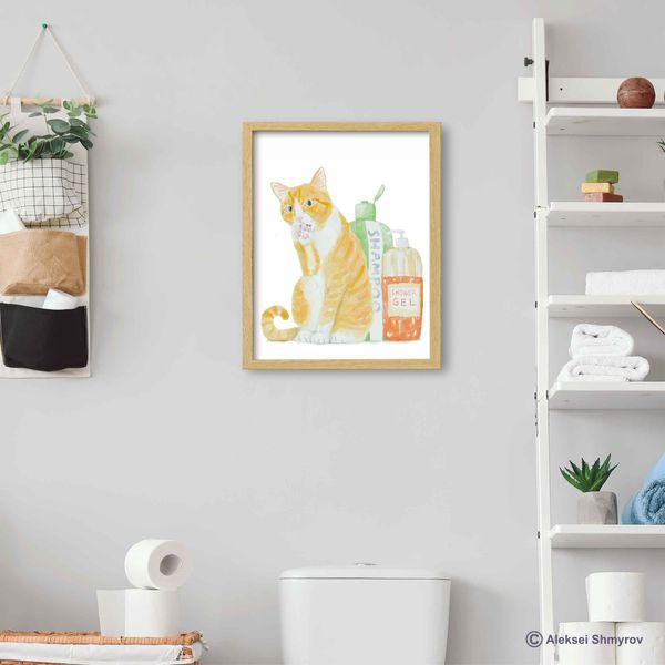 Orange White Cat Print Cat Decor Cat Art Home Wall-27.jpg