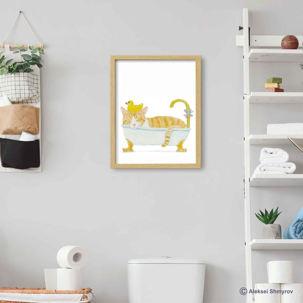 Orange White Cat Print Cat Decor Cat Art Home Wall-24.jpg