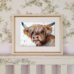 Original watercolor painting  8x11 inches cow animal art by Anne Gorywine
