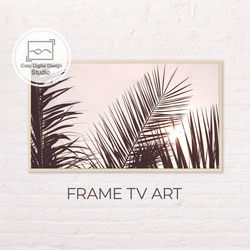 Samsung Frame TV Art | 4k Pink Macro Palm Leaves Art For The Frame TV | Digital Art Frame Tv | Floral Paintings
