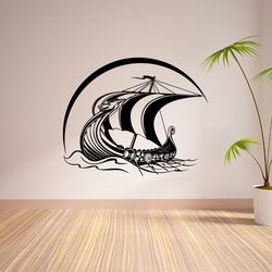 The Ship Of The Ancient Vikings, The Ancient Symbols Of The Viking Warriors Wall Sticker Vinyl Decal Mural Art Decor