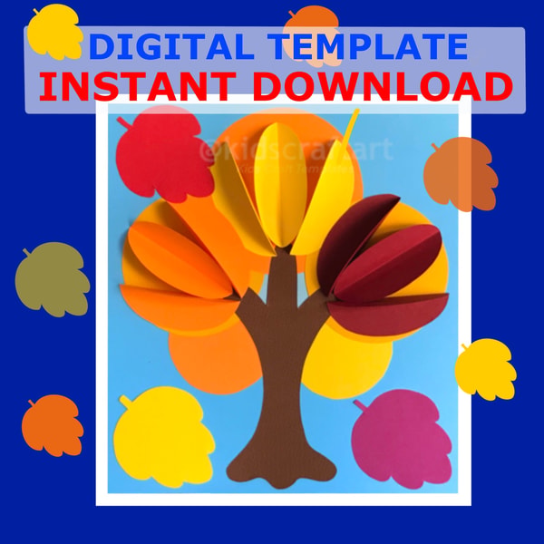 3D Autumn Fall Tree Craft Printable Leaf Craft Kits for Kids Inspire